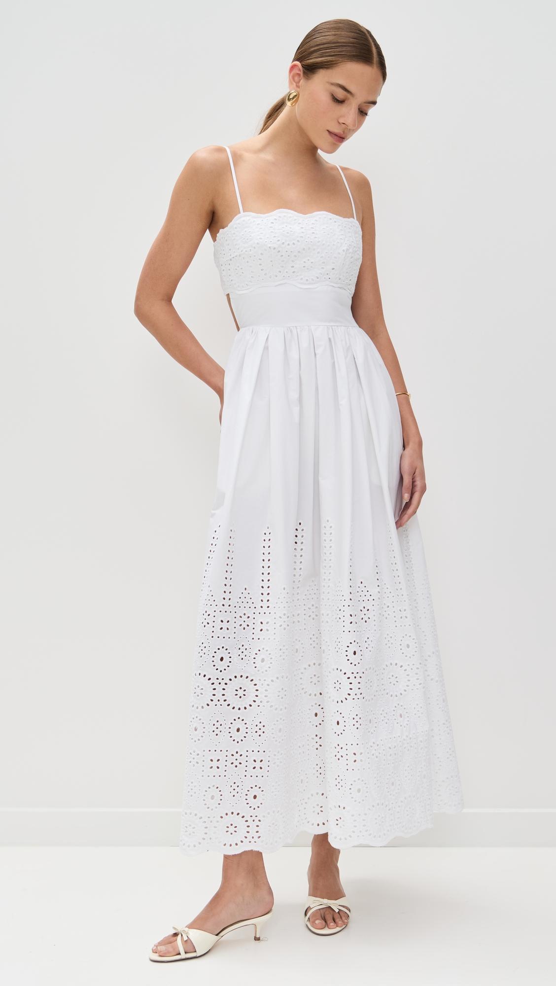 embroidered poplin open back dress