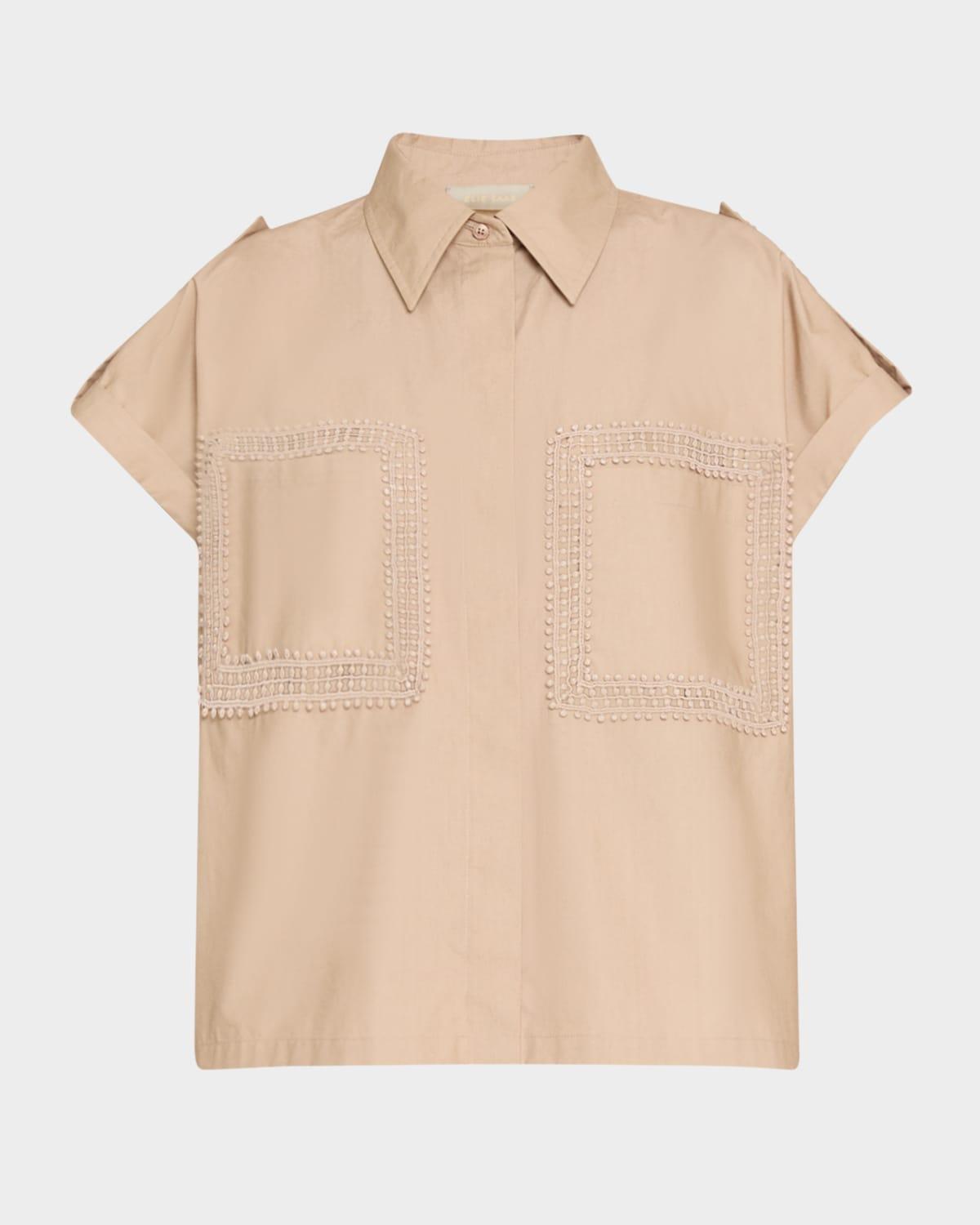 embroidered poplin utility shirt