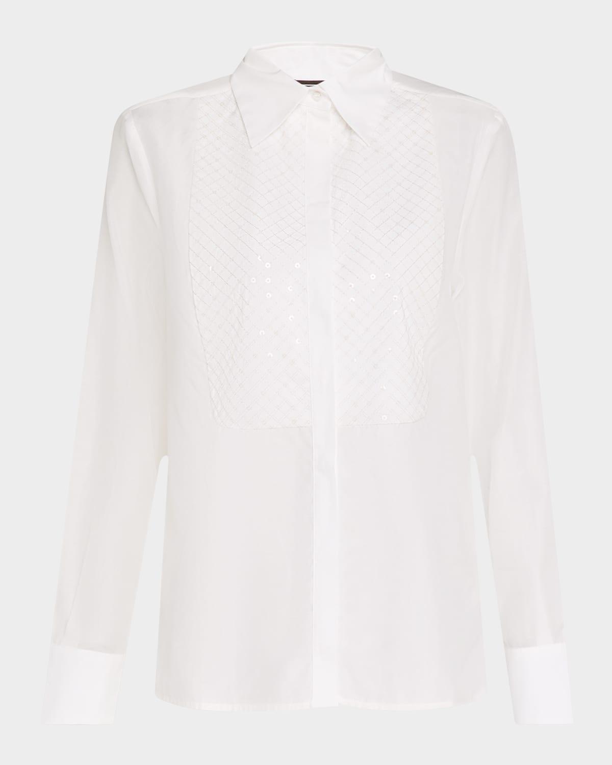 embroidered sequin bib shirt