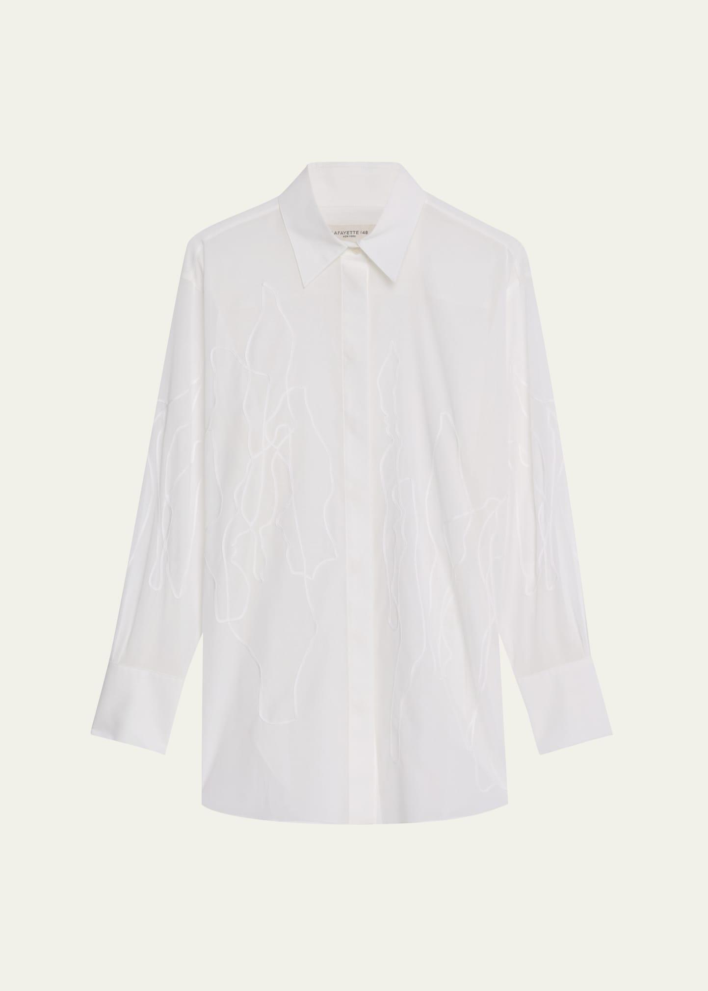 embroidered sheer oversized shirt