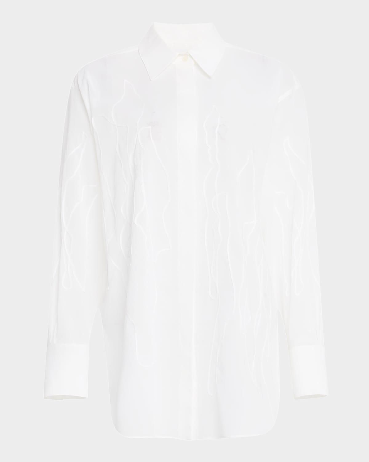 embroidered sheer oversized shirt