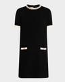 embroidered short-sleeve knit mini dress