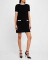embroidered short-sleeve knit mini dress