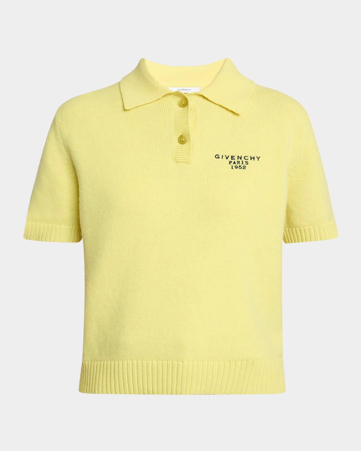 embroidered short-sleeve wool-cashmere polo