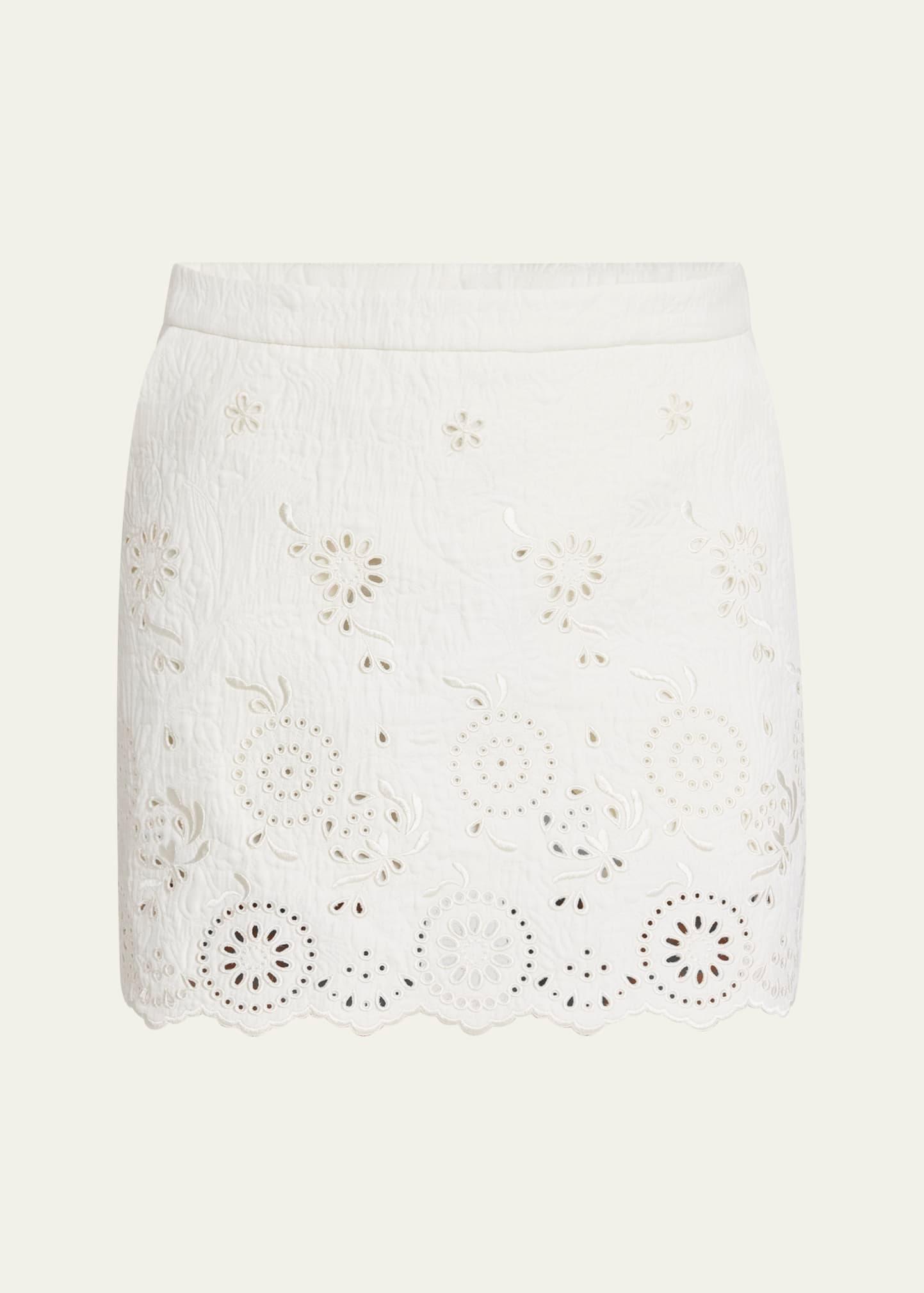embroidered spongy jacquard mini skirt