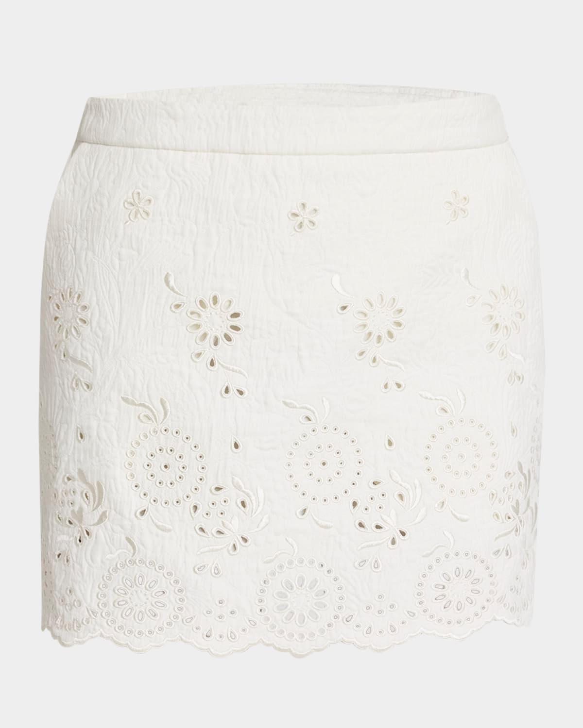 embroidered spongy jacquard mini skirt