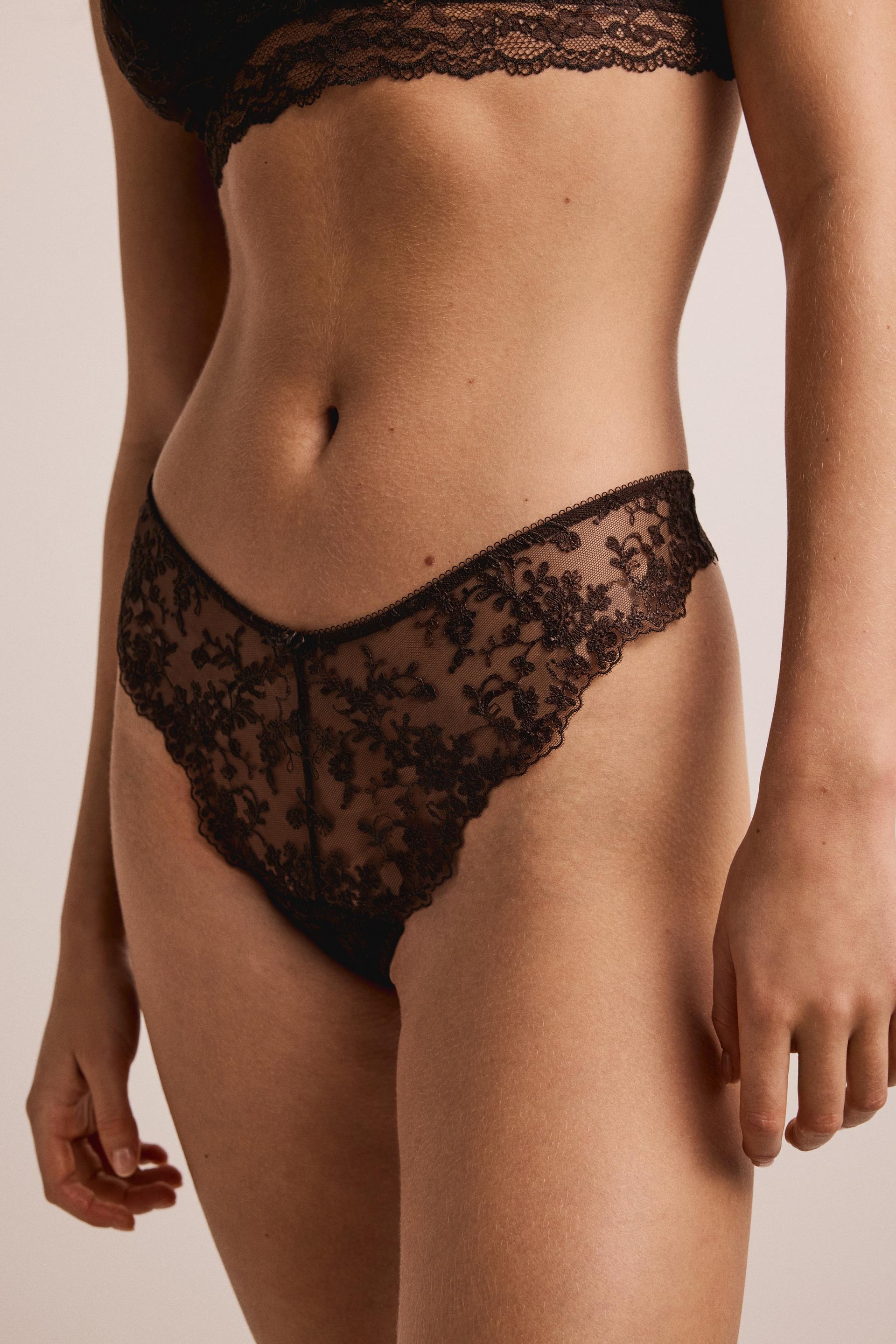 embroidered thong briefs