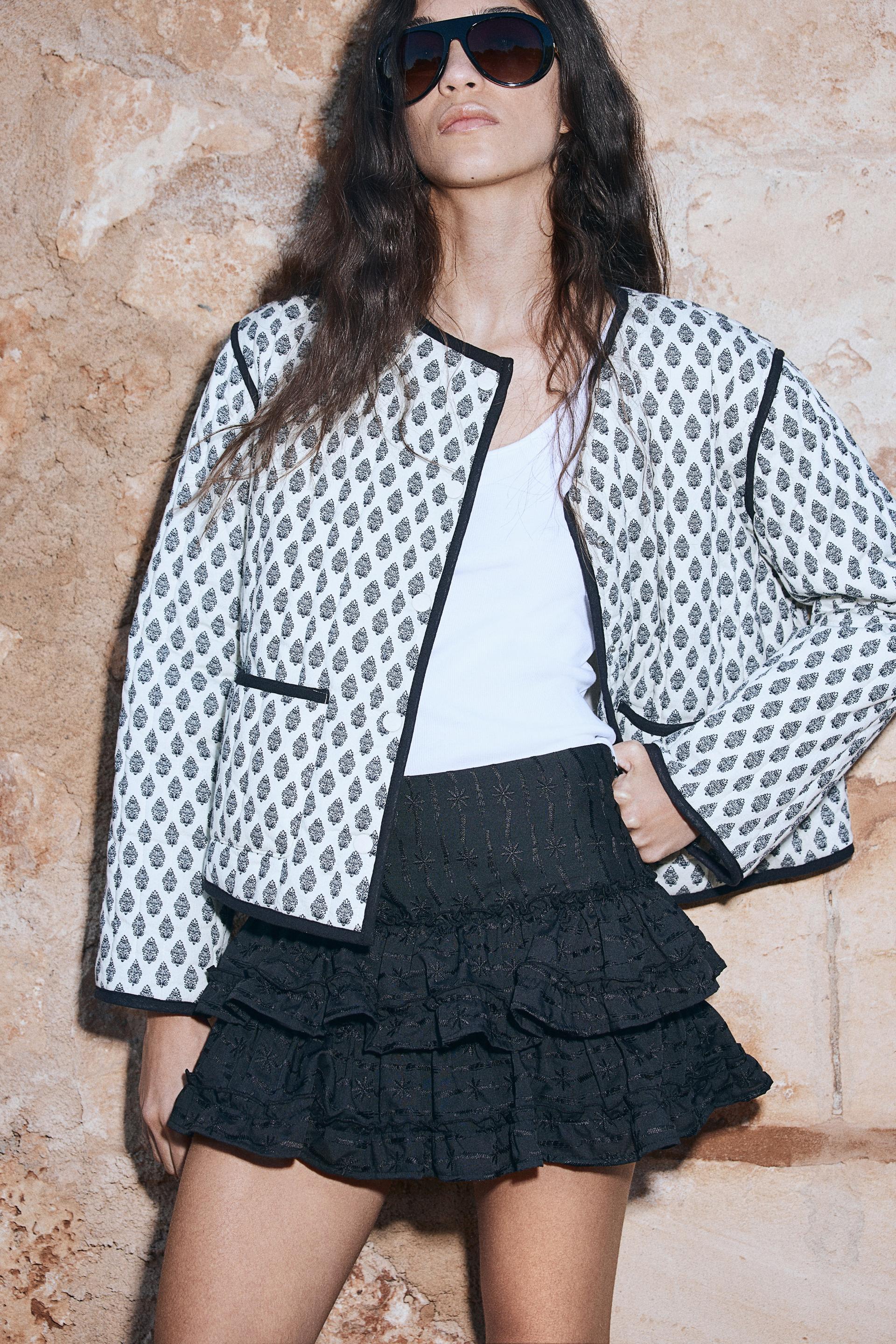 embroidered tiered skirt