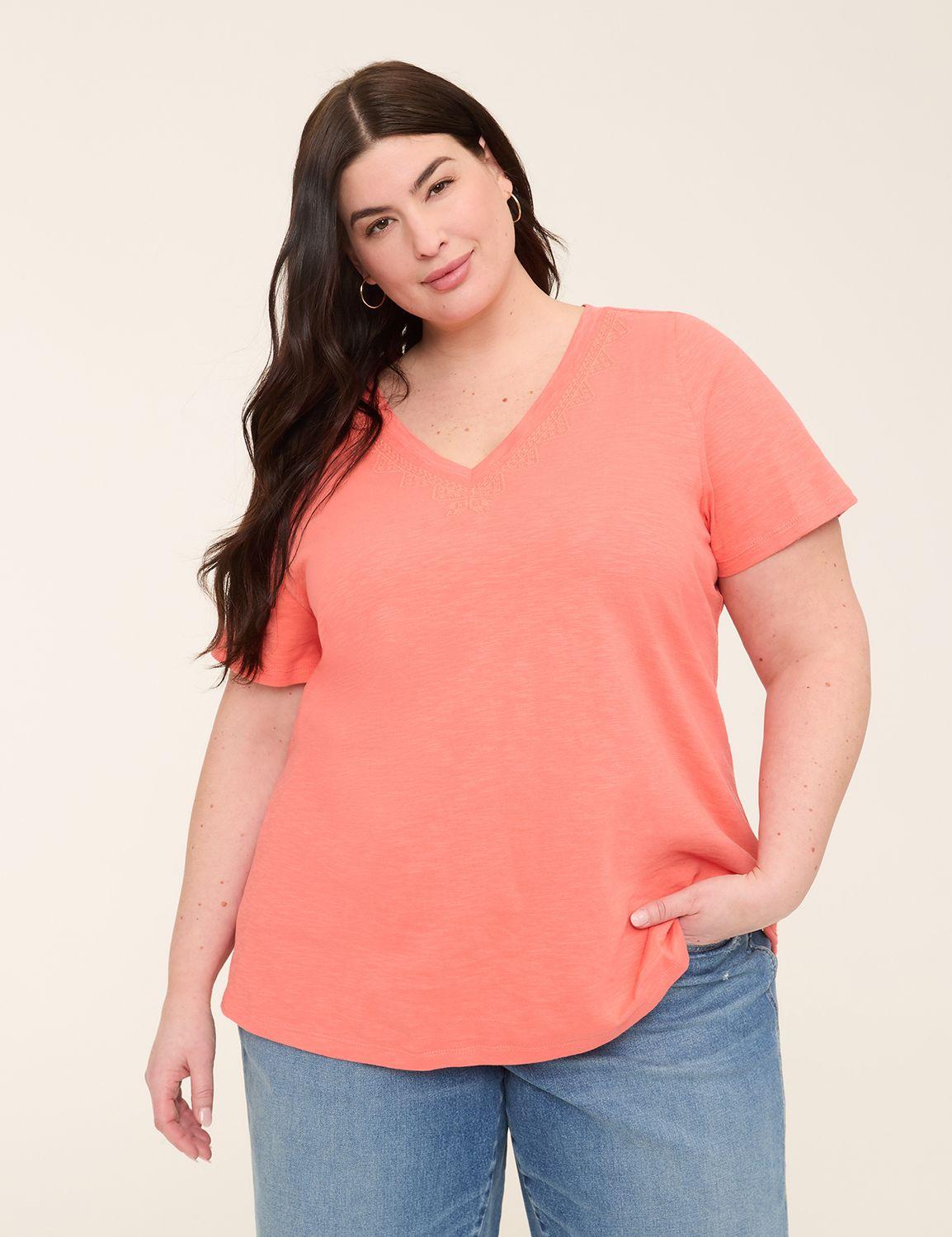 embroidered v-neck tee