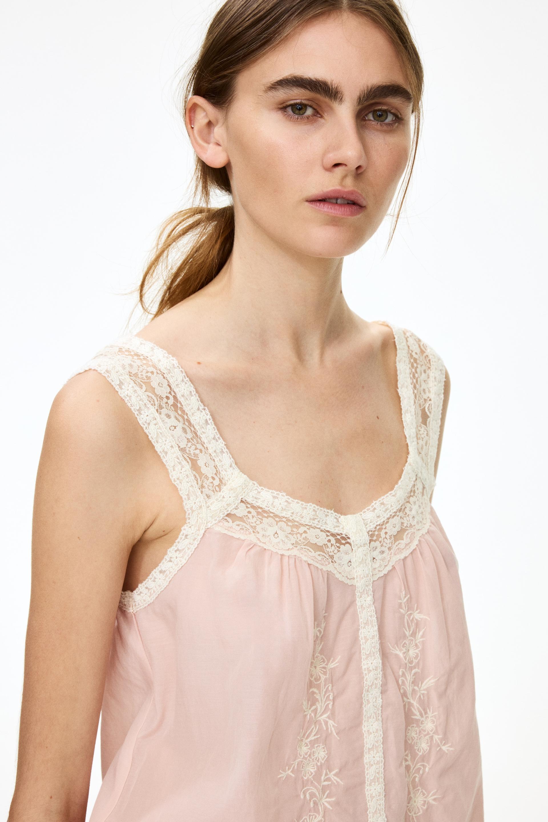 embroidered viscose-blend top