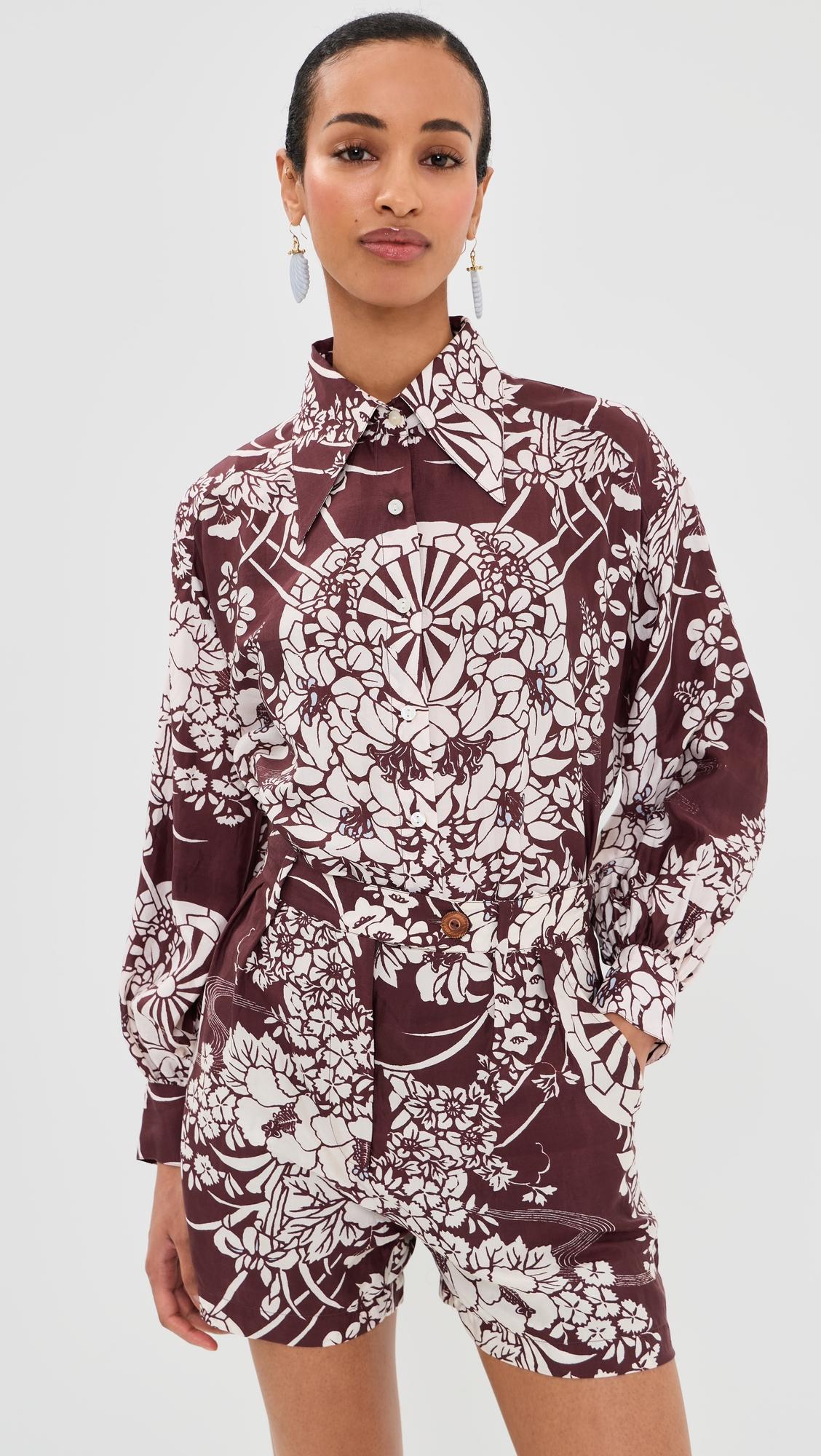 emery auburn spoke silk shirt