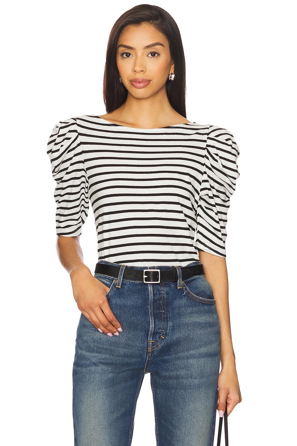 emery boat neck top in crosswalk stripe