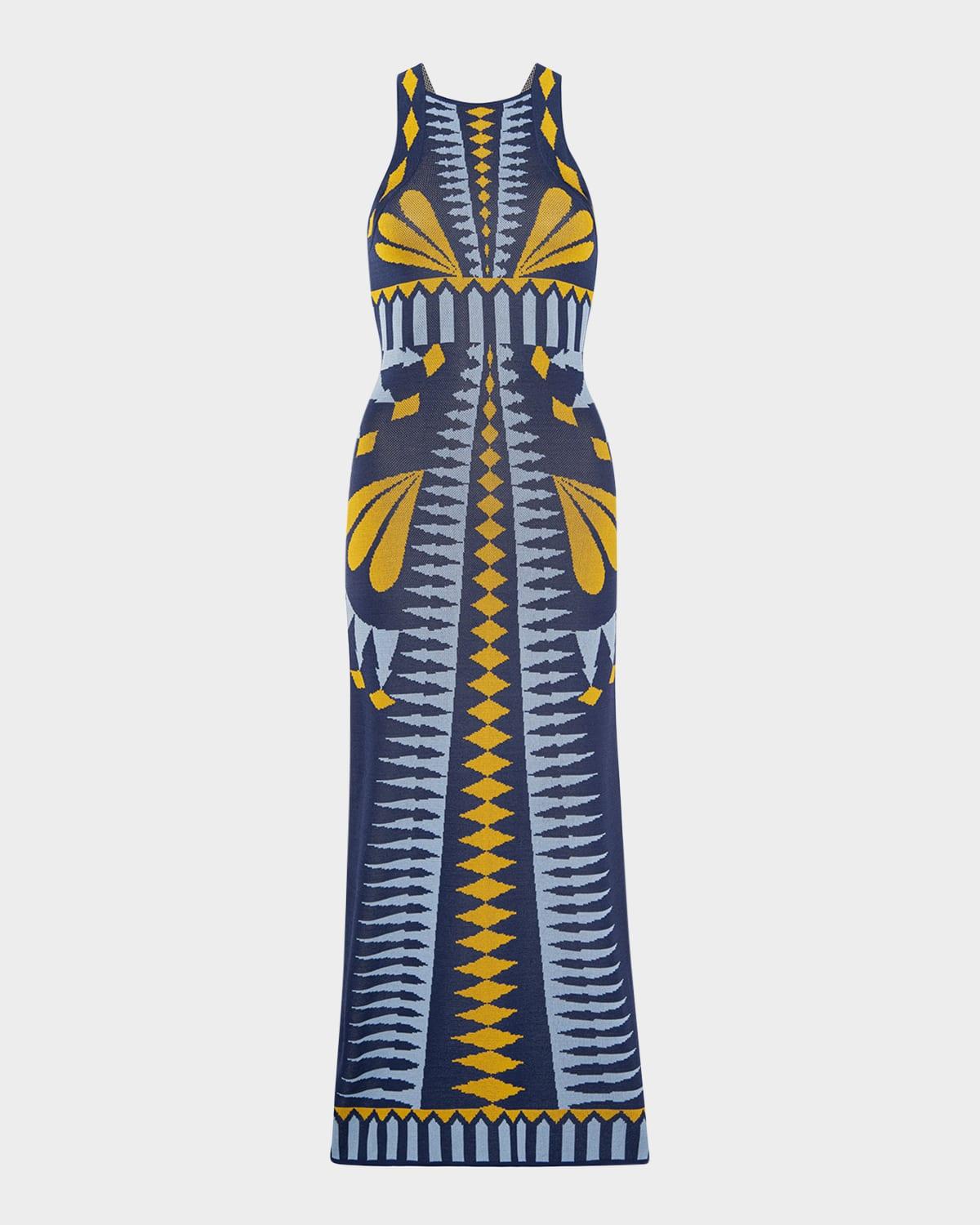 emery butterfly jacquard knit midi dress