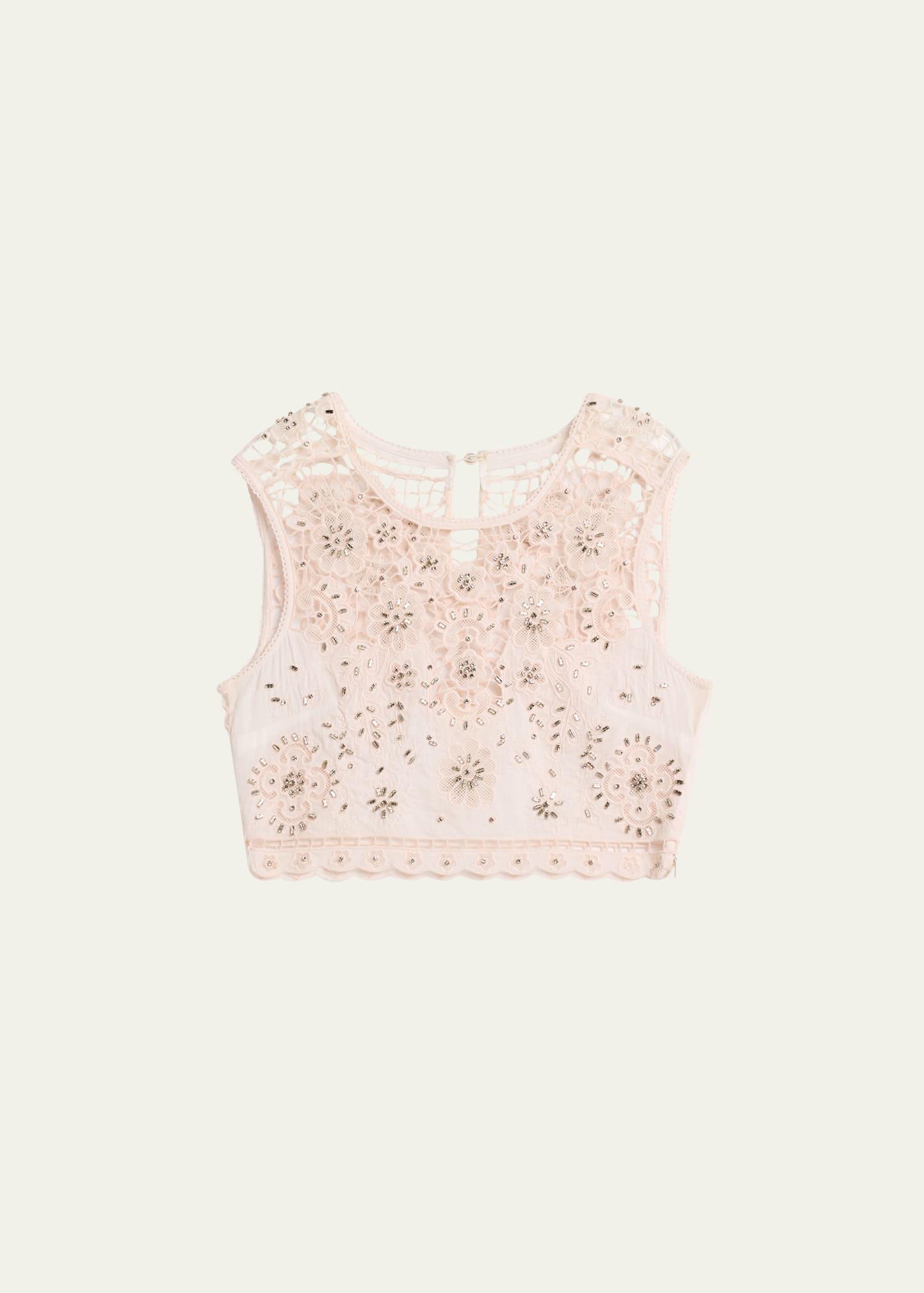 emeryn embellished floral crop top