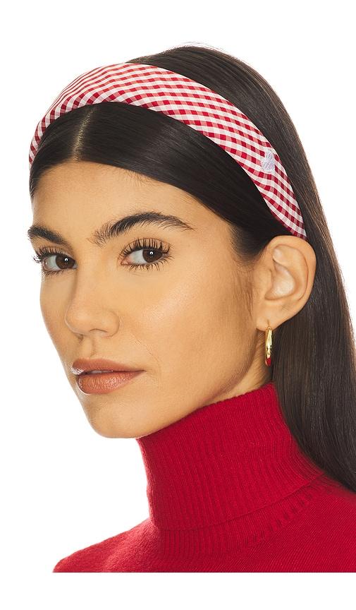 emi jay halo headband in red.