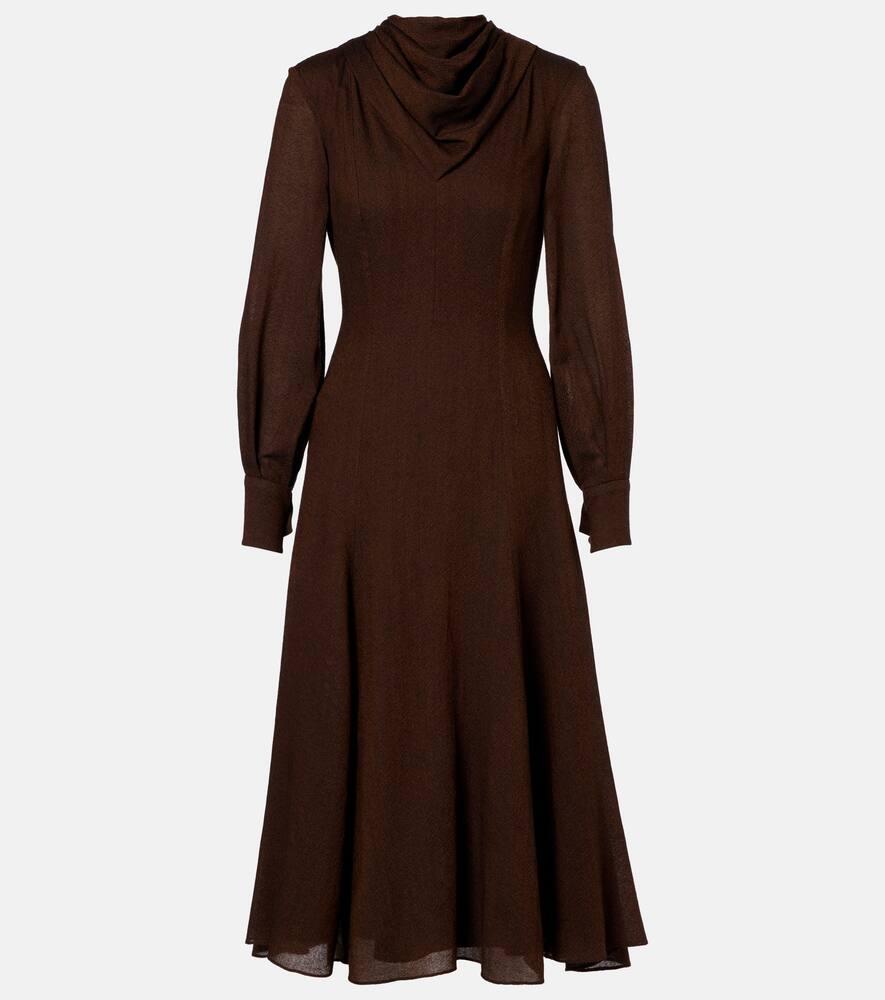 emilia wickstead avara draped wool twill midi dress