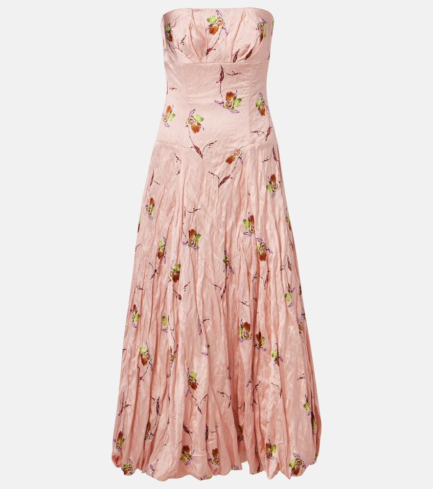 emilia wickstead kaia floral satin bustier dress