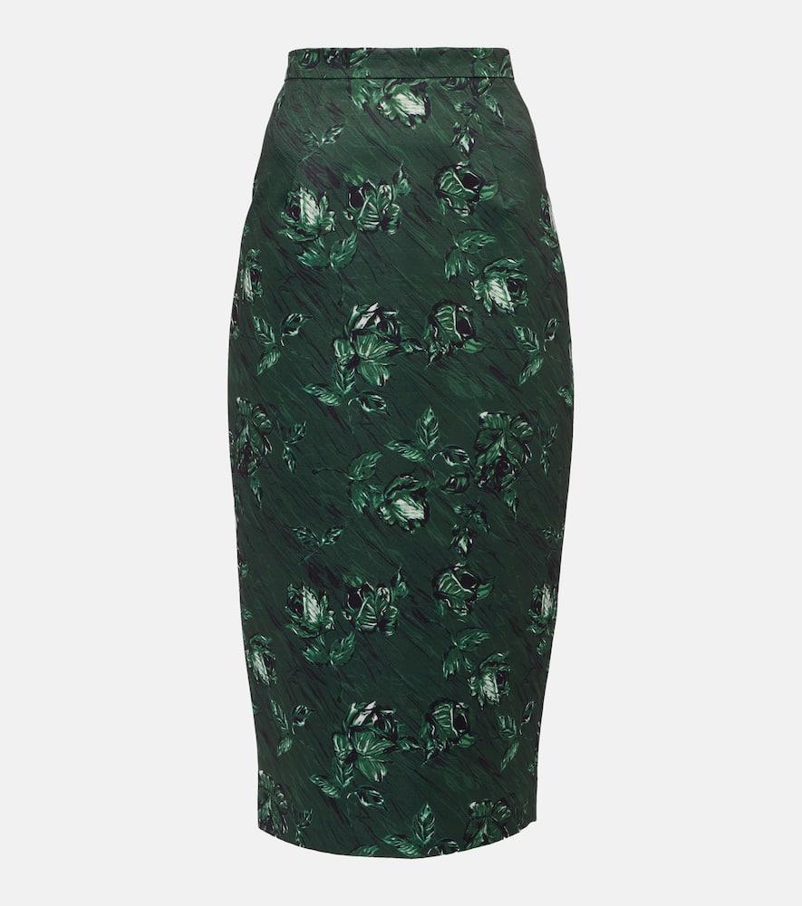 emilia wickstead lorelei floral taffeta faille pencil skirt