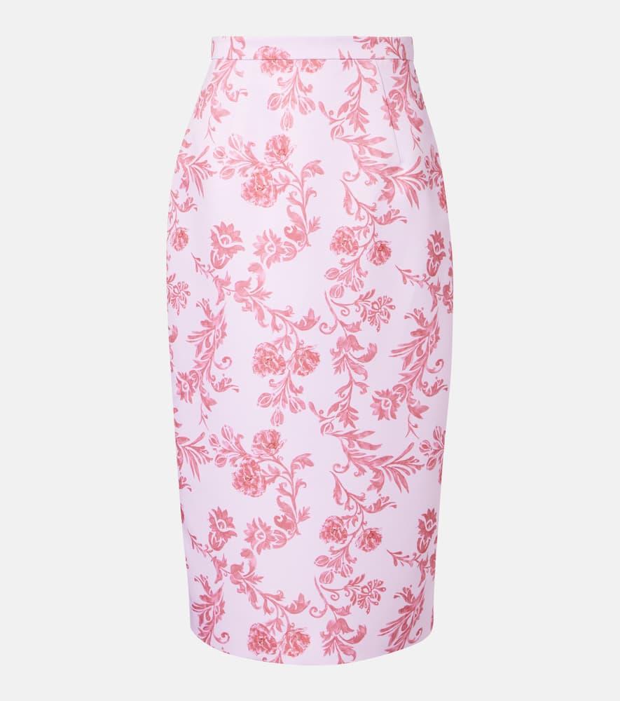 emilia wickstead lorelei floral taffeta faille pencil skirt