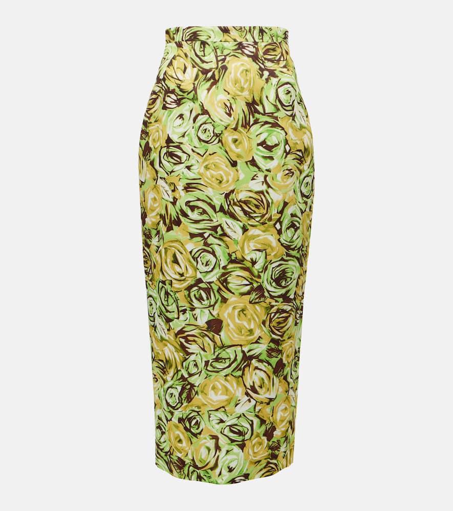 emilia wickstead lorelei floral twill pencil skirt