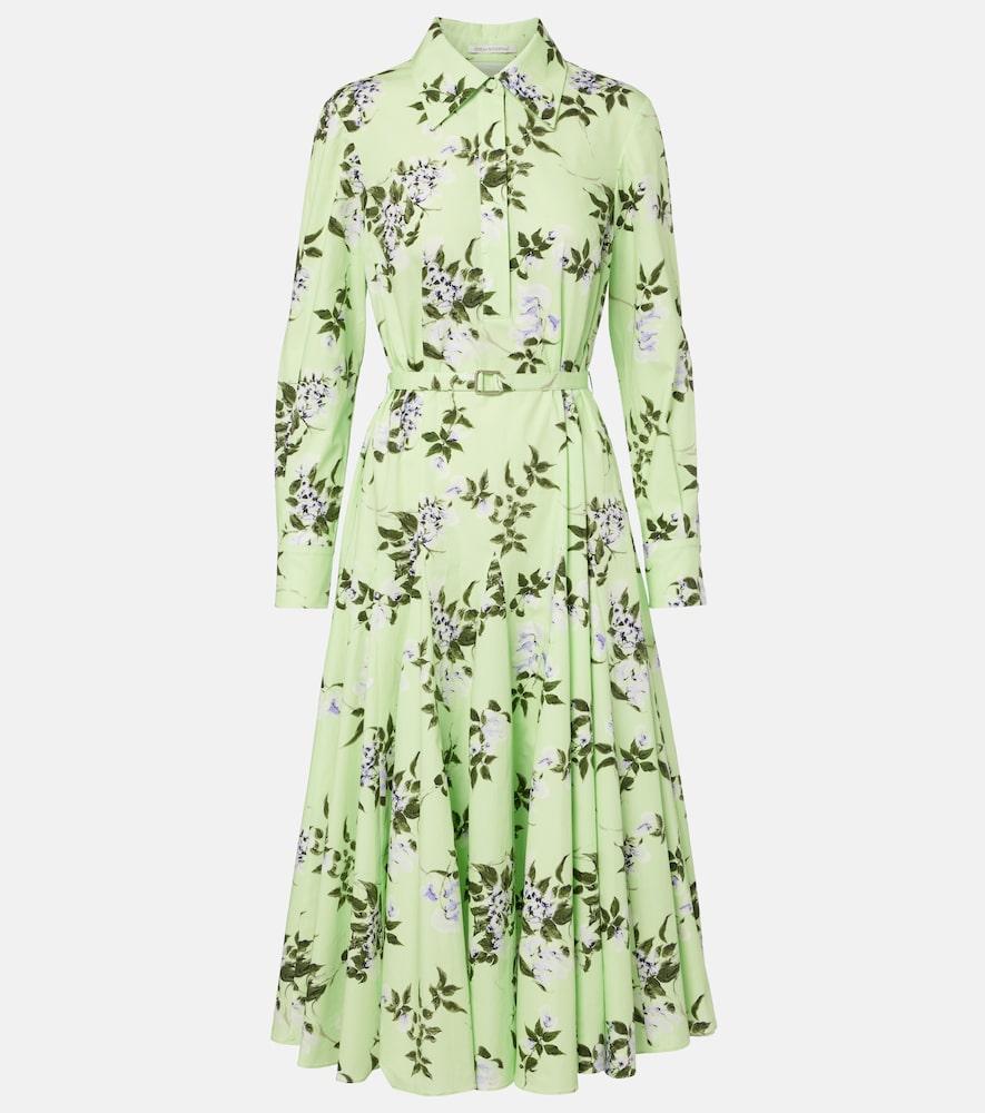 emilia wickstead marione floral belted cotton shirt dress