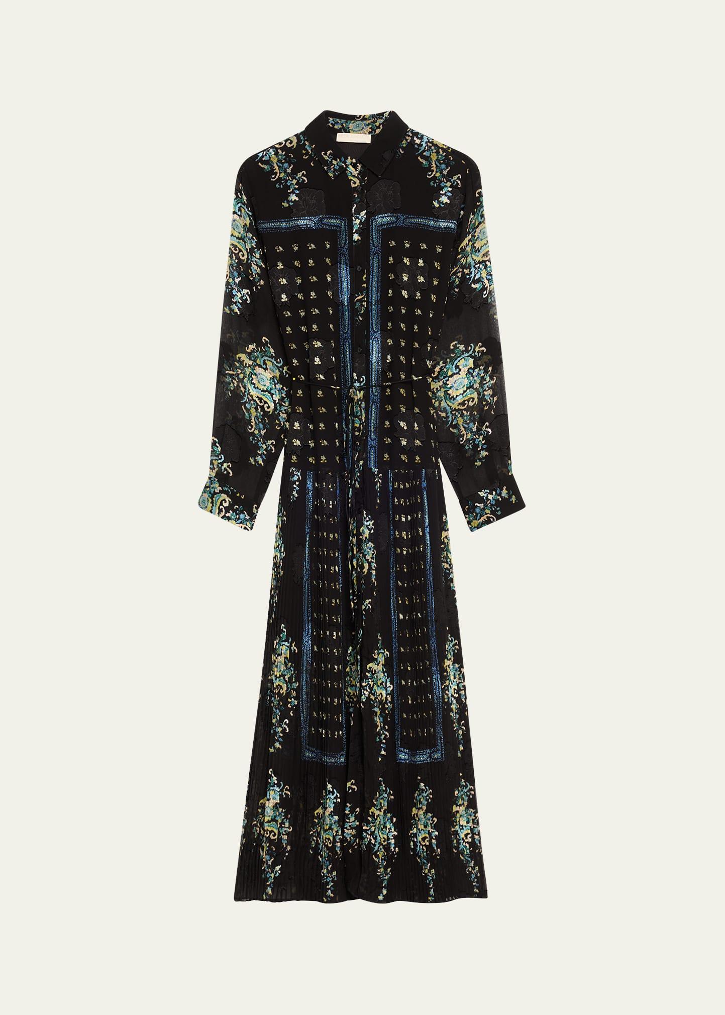 emilie drop-waist long-sleeve midi shirt dress