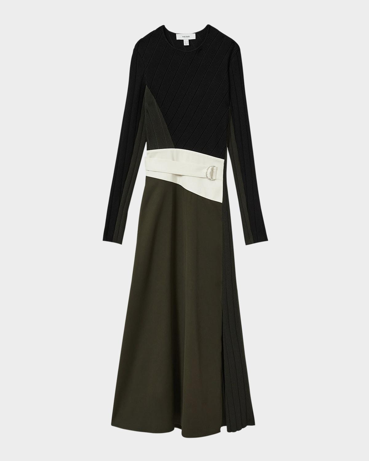 emilina ribbed colorblock midi dress