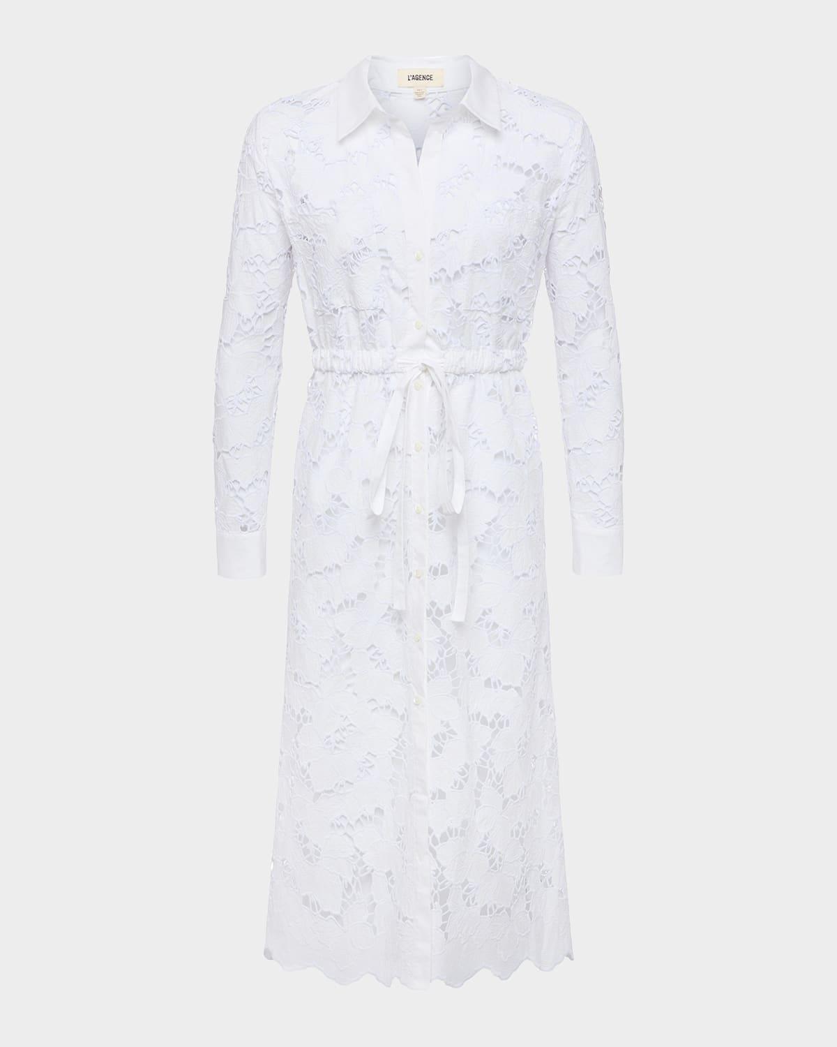 emilio floral embroidered midi shirtdress