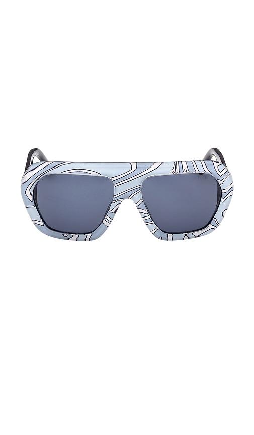 emilio pucci geometric sunglasses in baby blue.