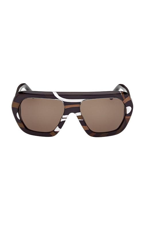 emilio pucci geometric sunglasses in brown.