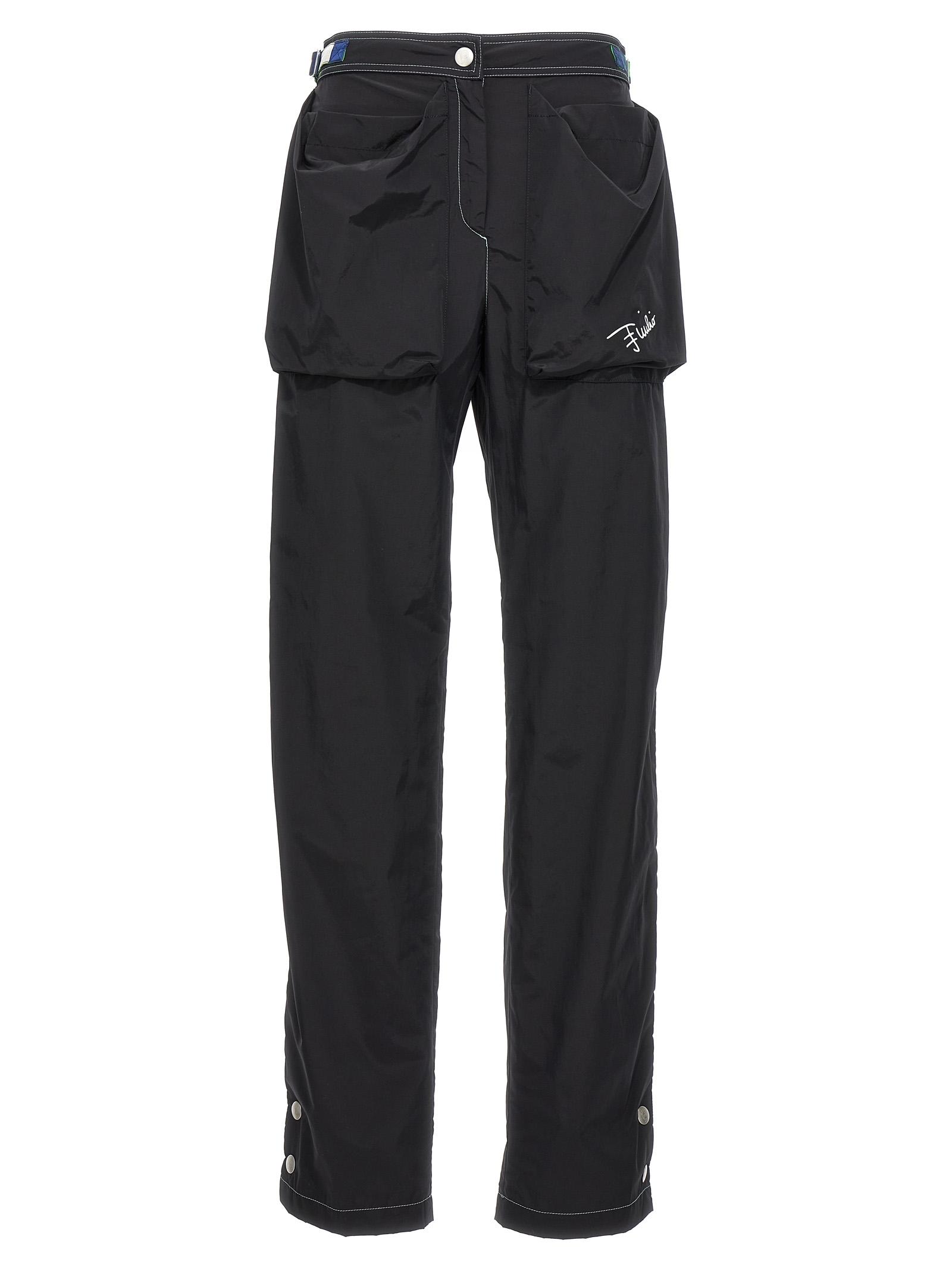 emilio pucci logo nylon pants black polyamide cotton - women