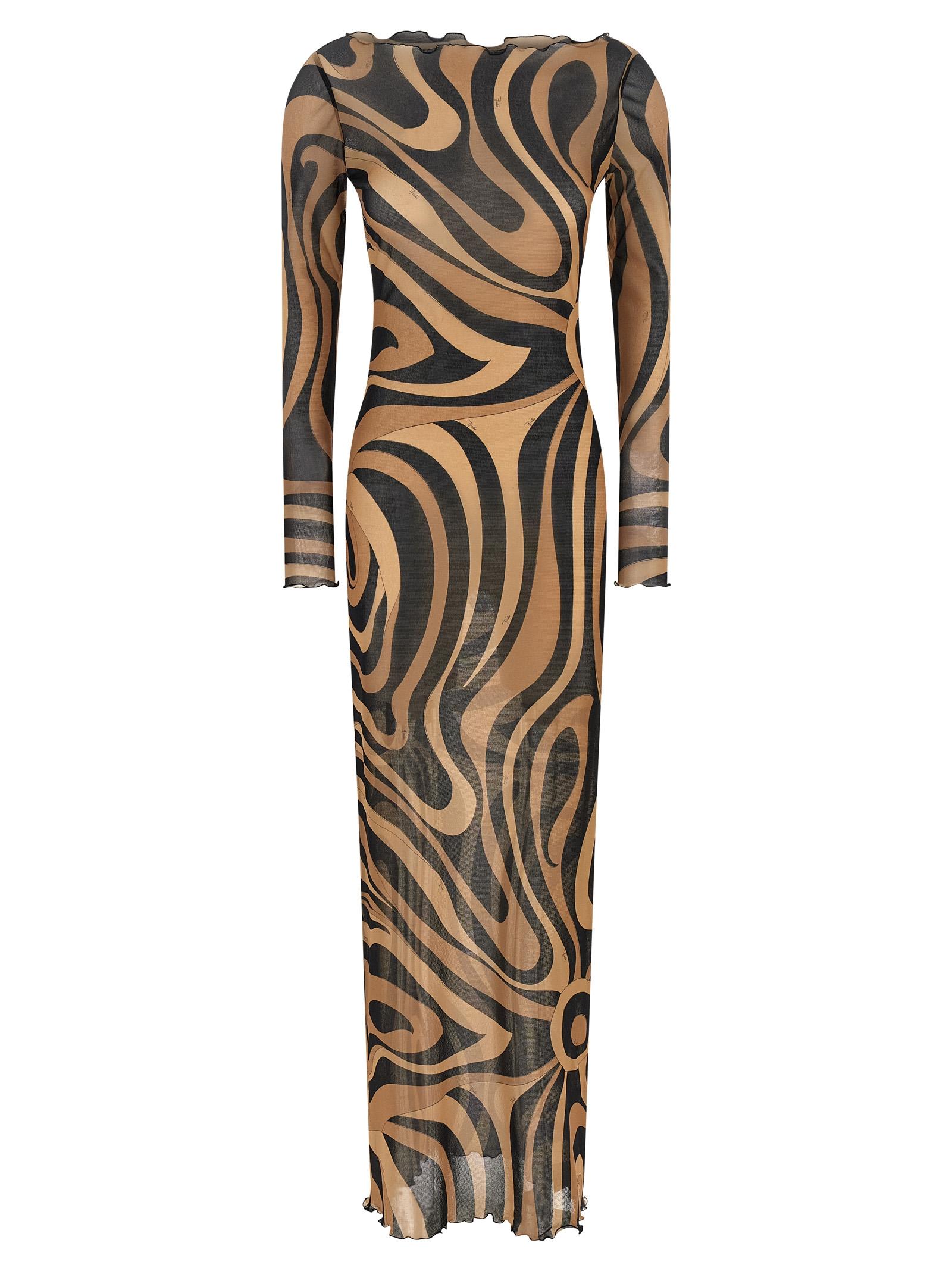 emilio pucci marmo print tulle dress polyamide - women