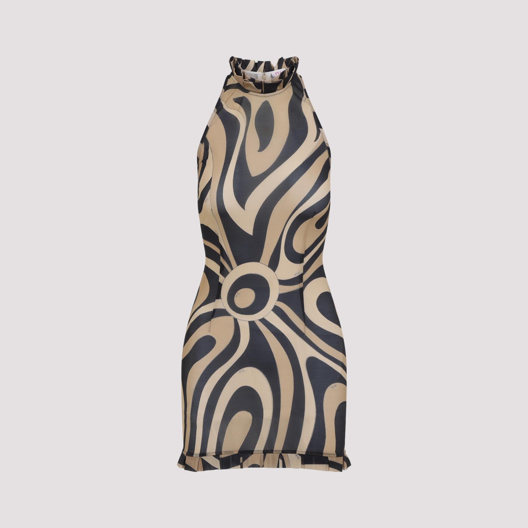 emilio pucci mesh mini dress brown polyamide elastane - women