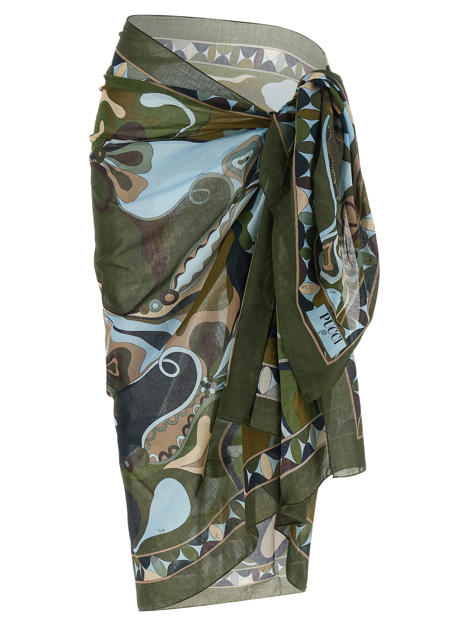 emilio pucci orchidee sarong skirt multicolor cotton beachwear - women
