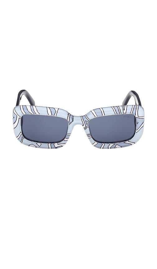 emilio pucci rectangular sunglasses in baby blue.