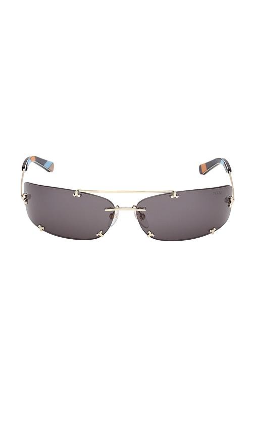 emilio pucci rectangular sunglasses in grey.