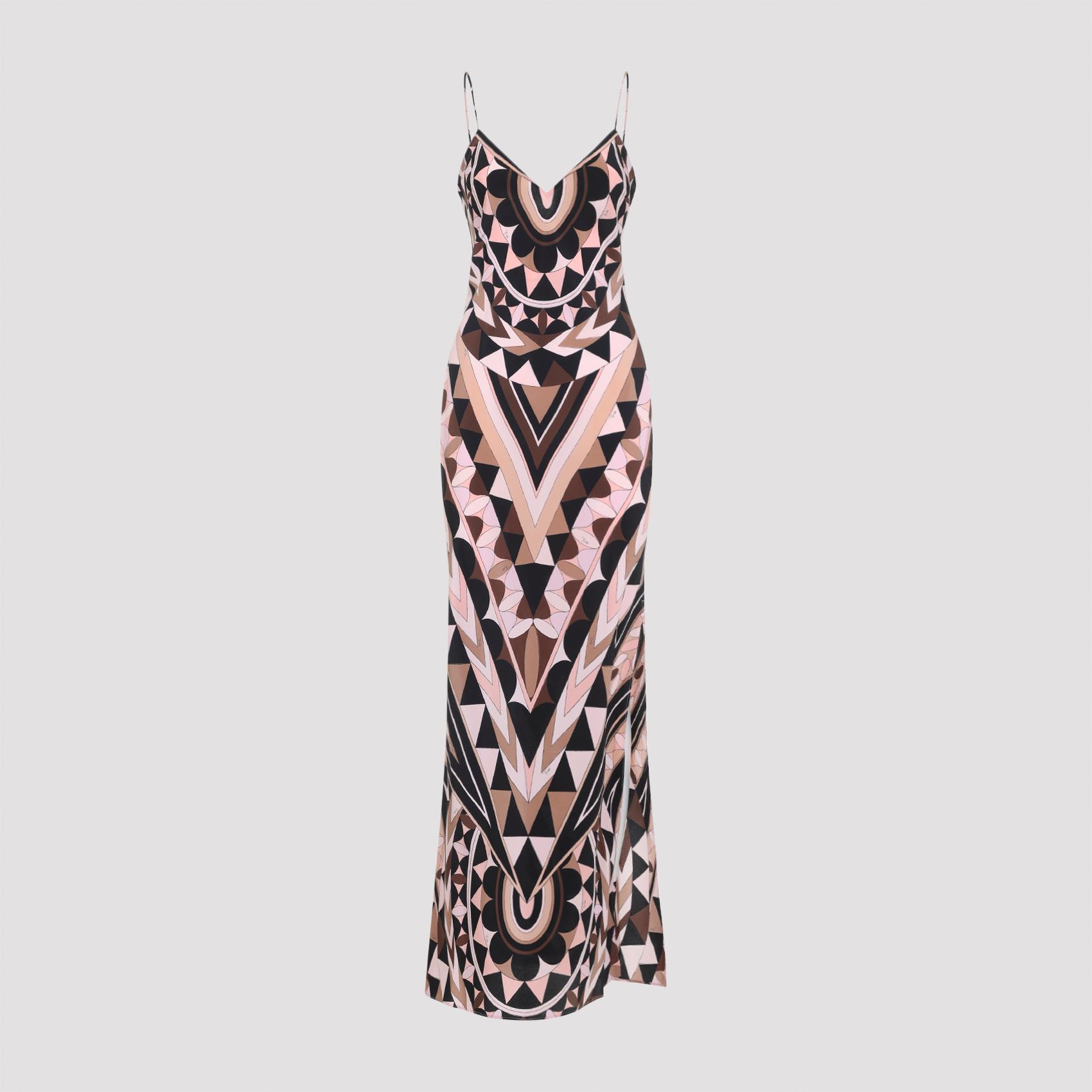 emilio pucci silk long dress multicolour - women
