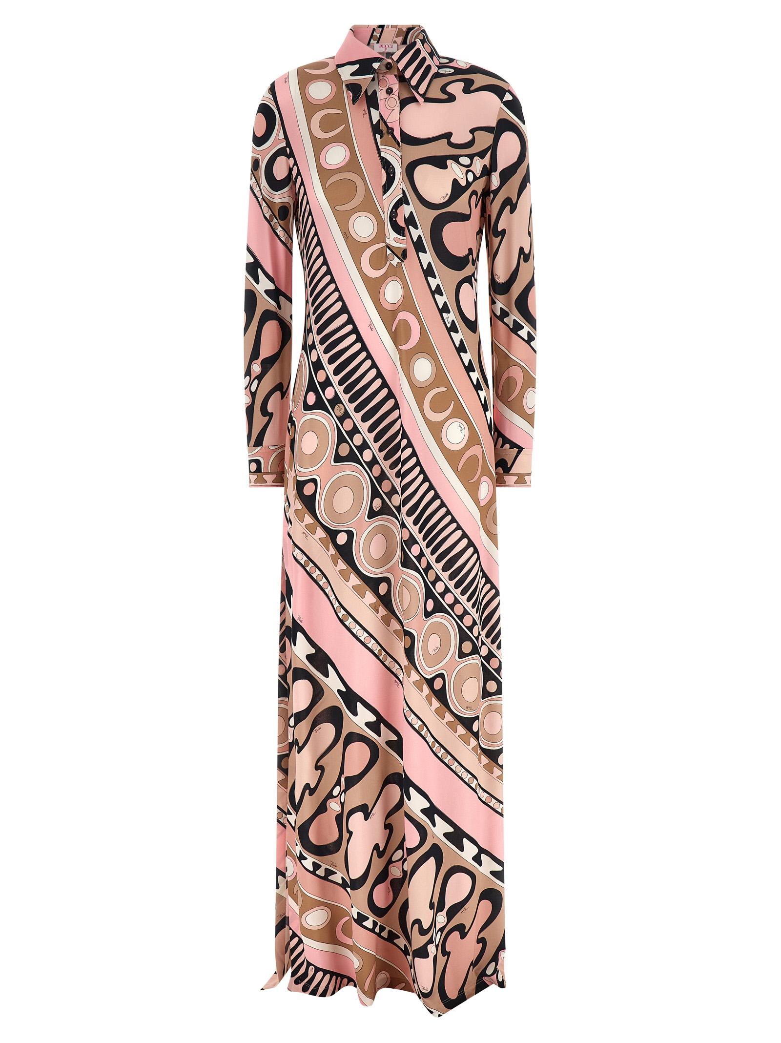 emilio pucci soleil print chemisier dress pink viscose - women