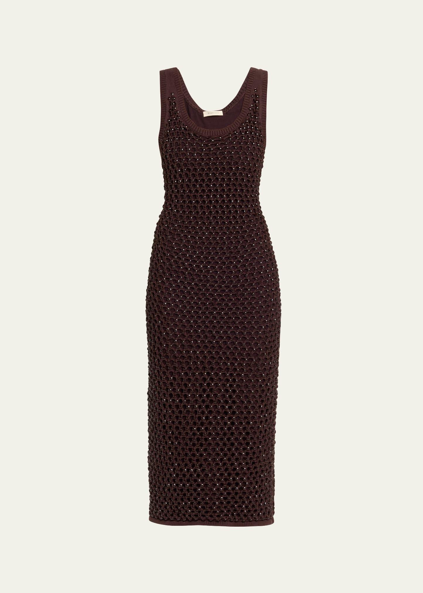 emin crystal mesh maxi tank dress