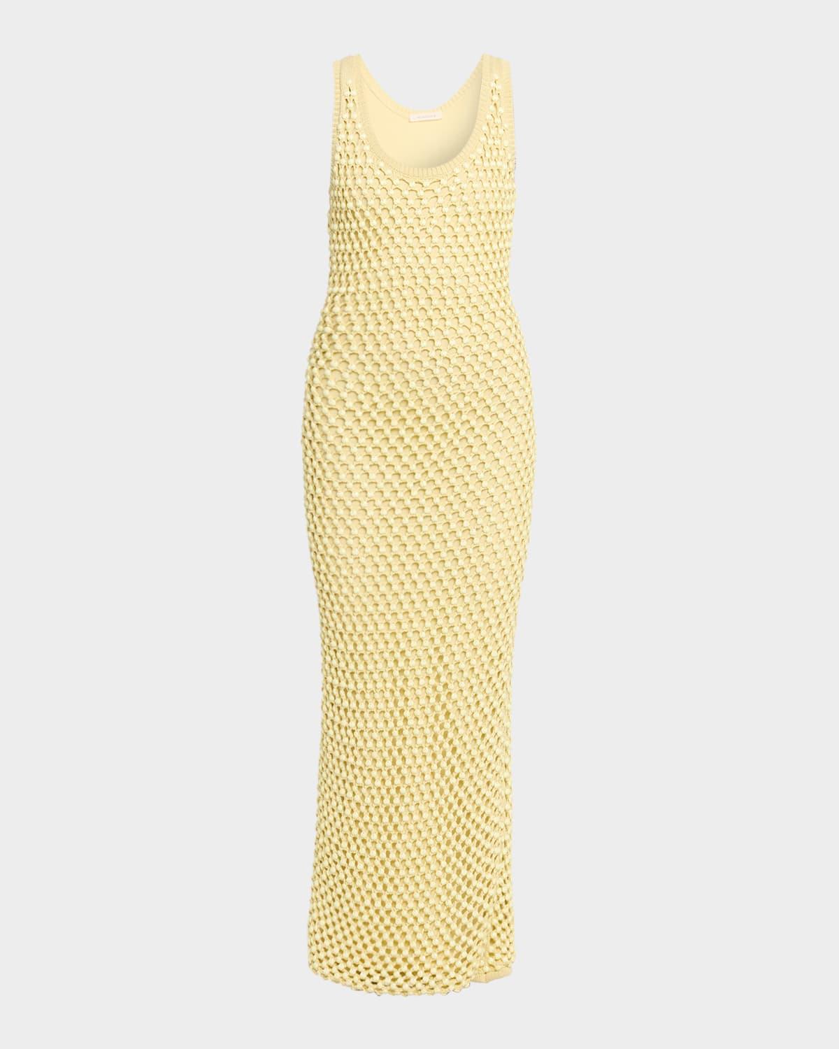 emin crystal mesh maxi tank dress