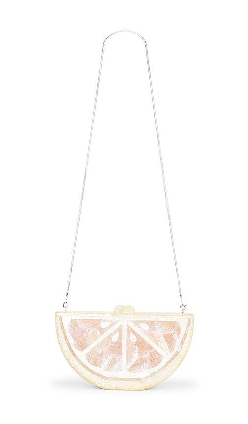 emm kuo bora bora fruit slice evening clutch in pink.