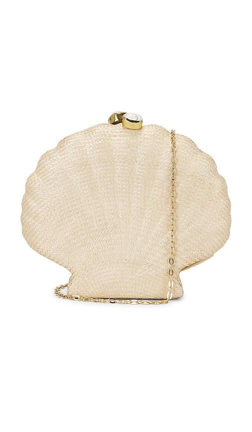 emm kuo woven shell clutch in cream.