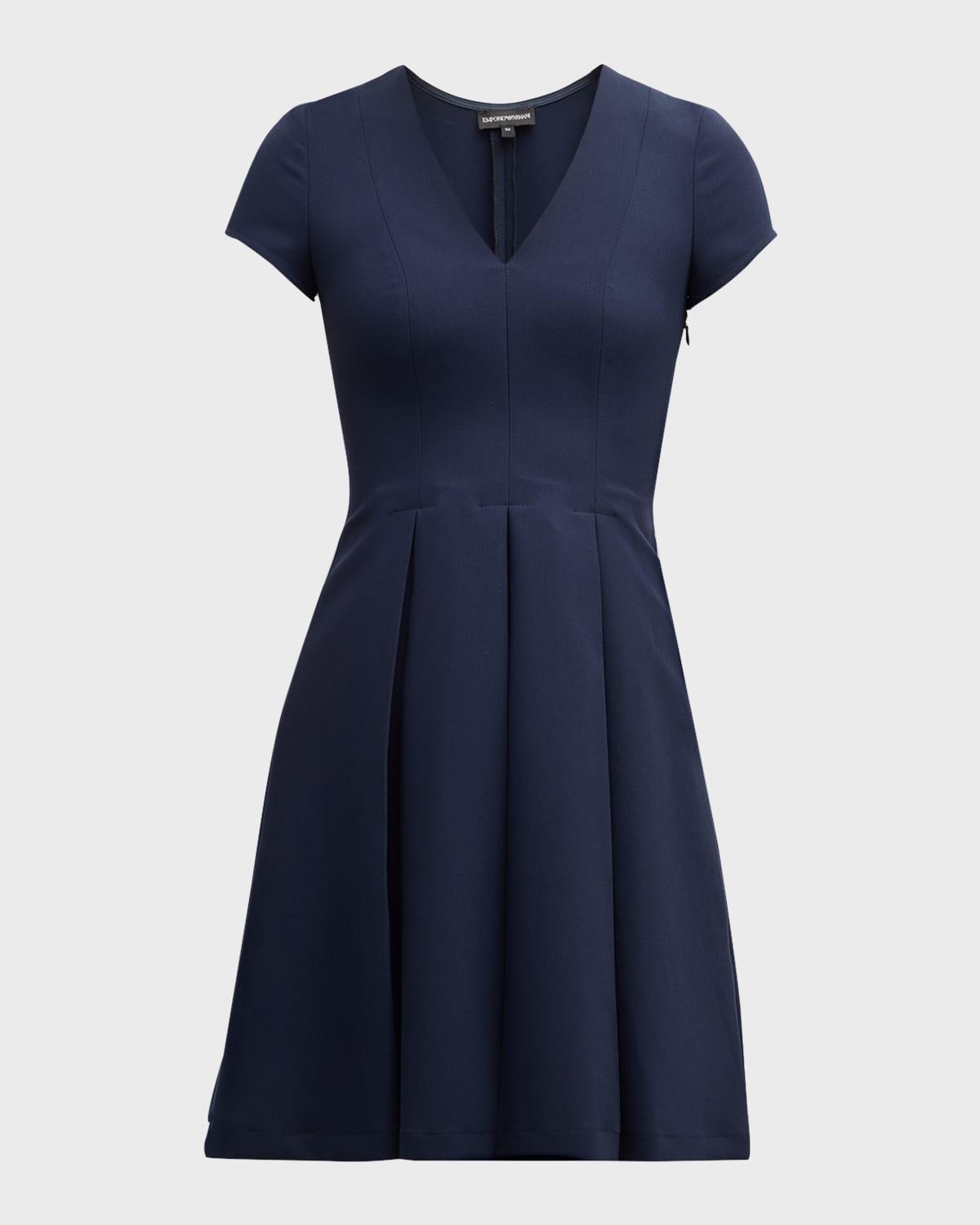 emma pleated v-neck mini dress