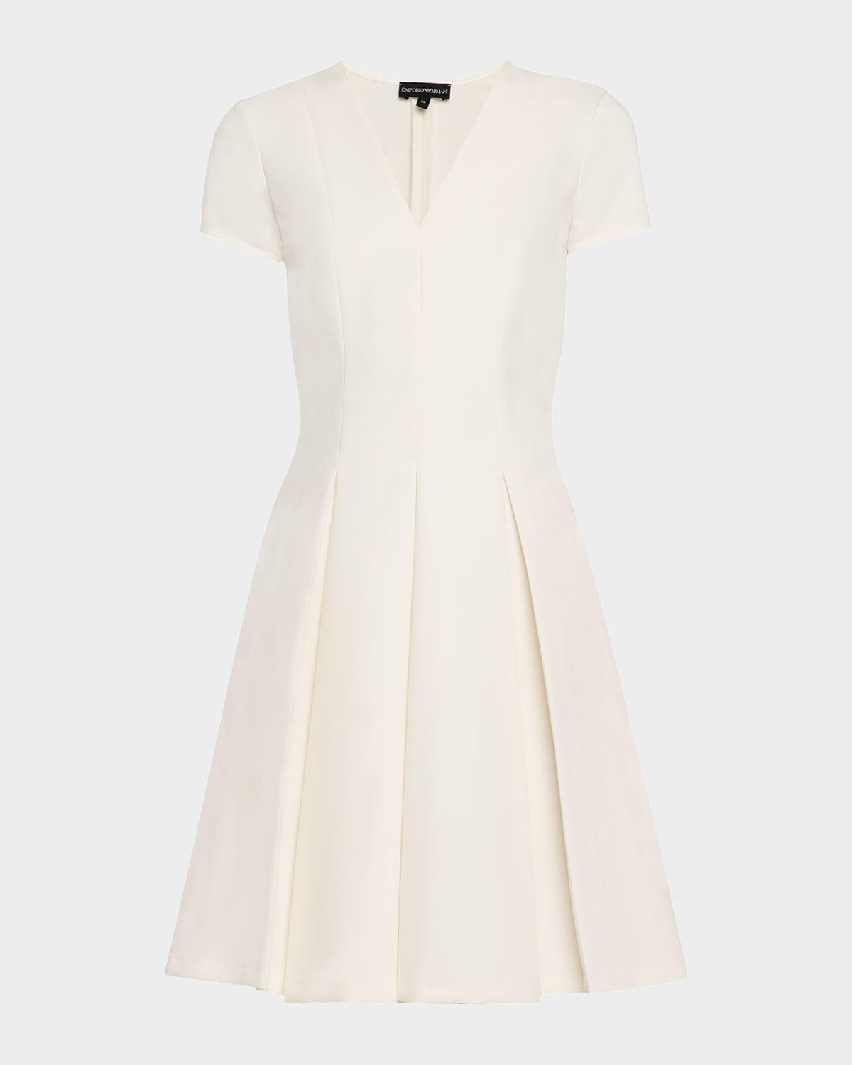 emma pleated v-neck mini dress