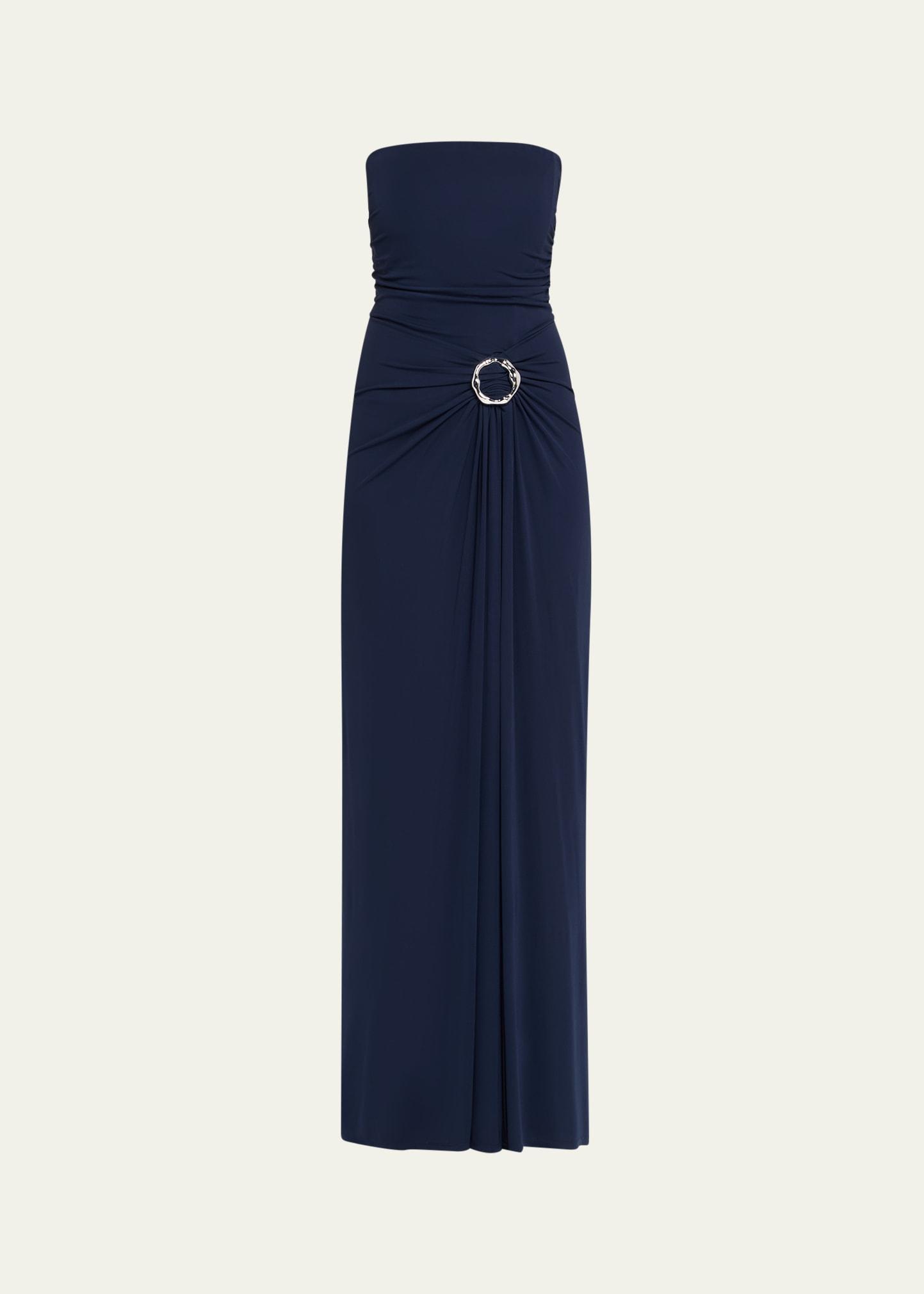 emma strapless jersey gown