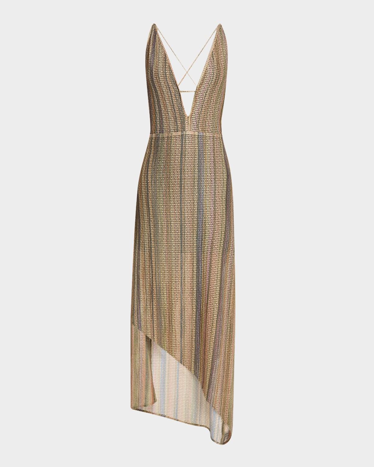 emman plunge-neck asymmetric knit dress