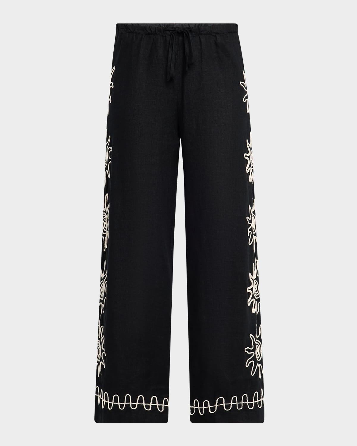 emmie embroidered linen pants