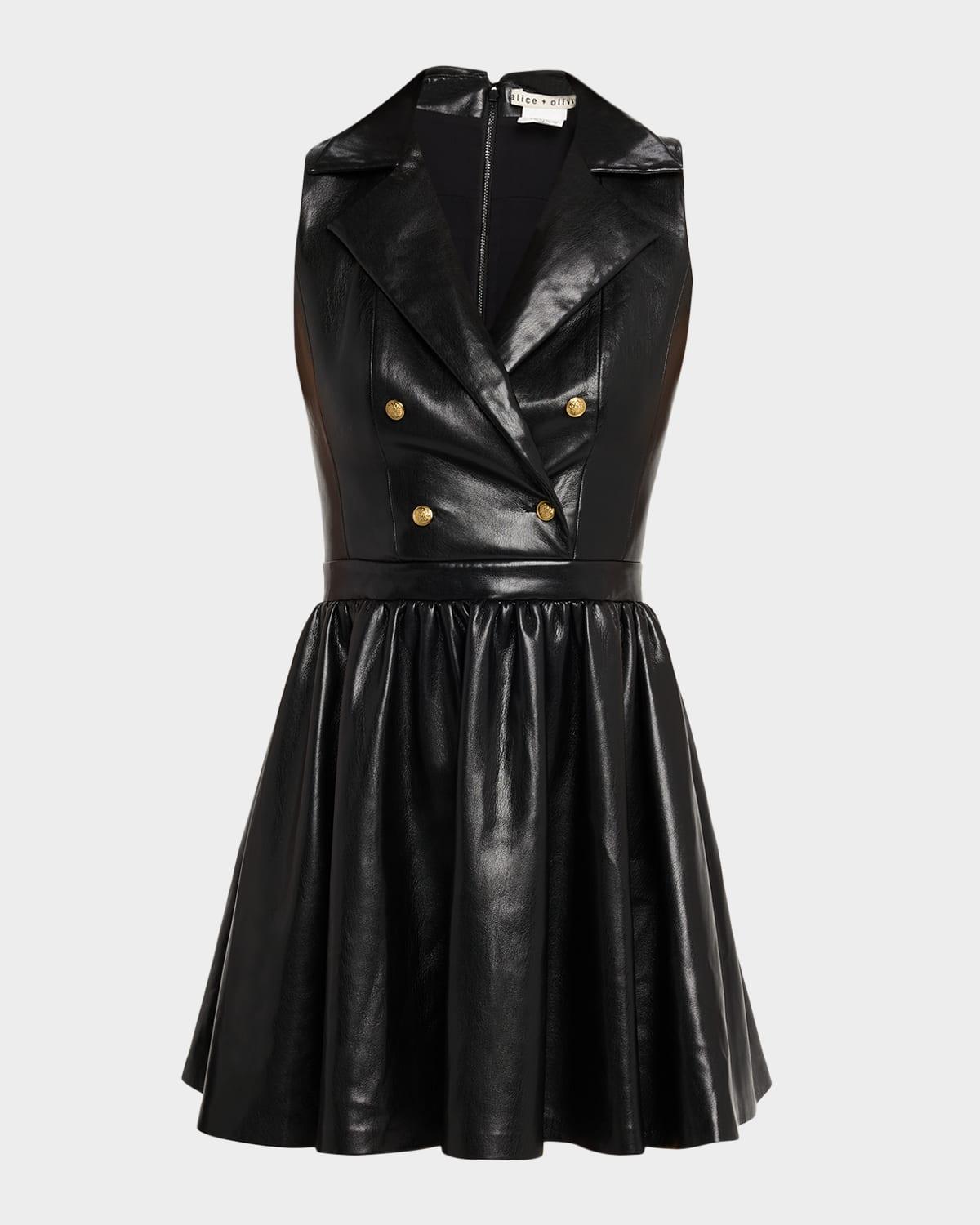 emmy sleeveless vegan leather mini dress