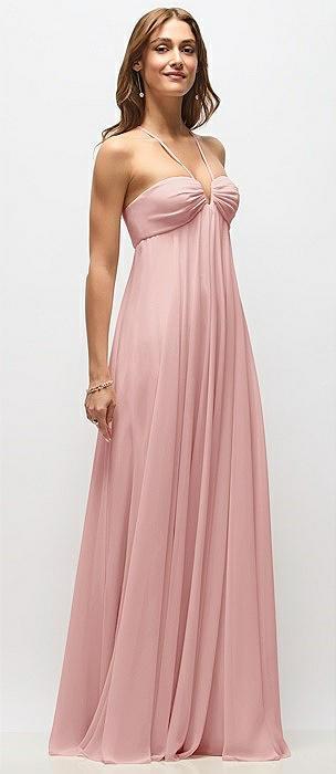 empire waist chiffon halter maxi dress with convertible spaghetti straps
