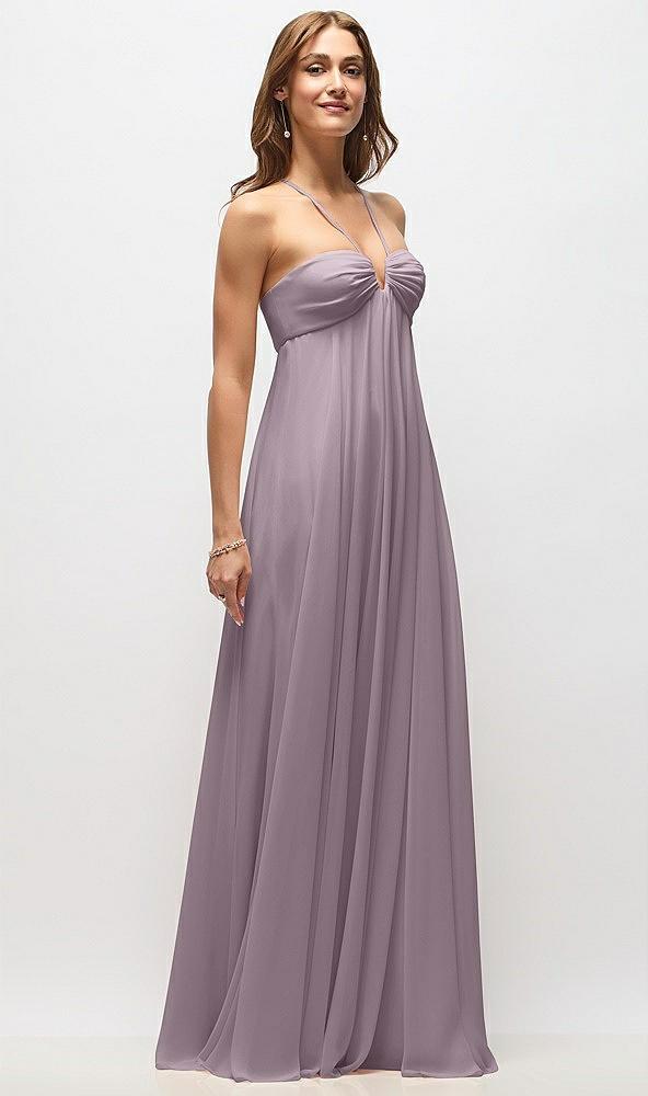 empire waist chiffon halter maxi dress with convertible spaghetti straps